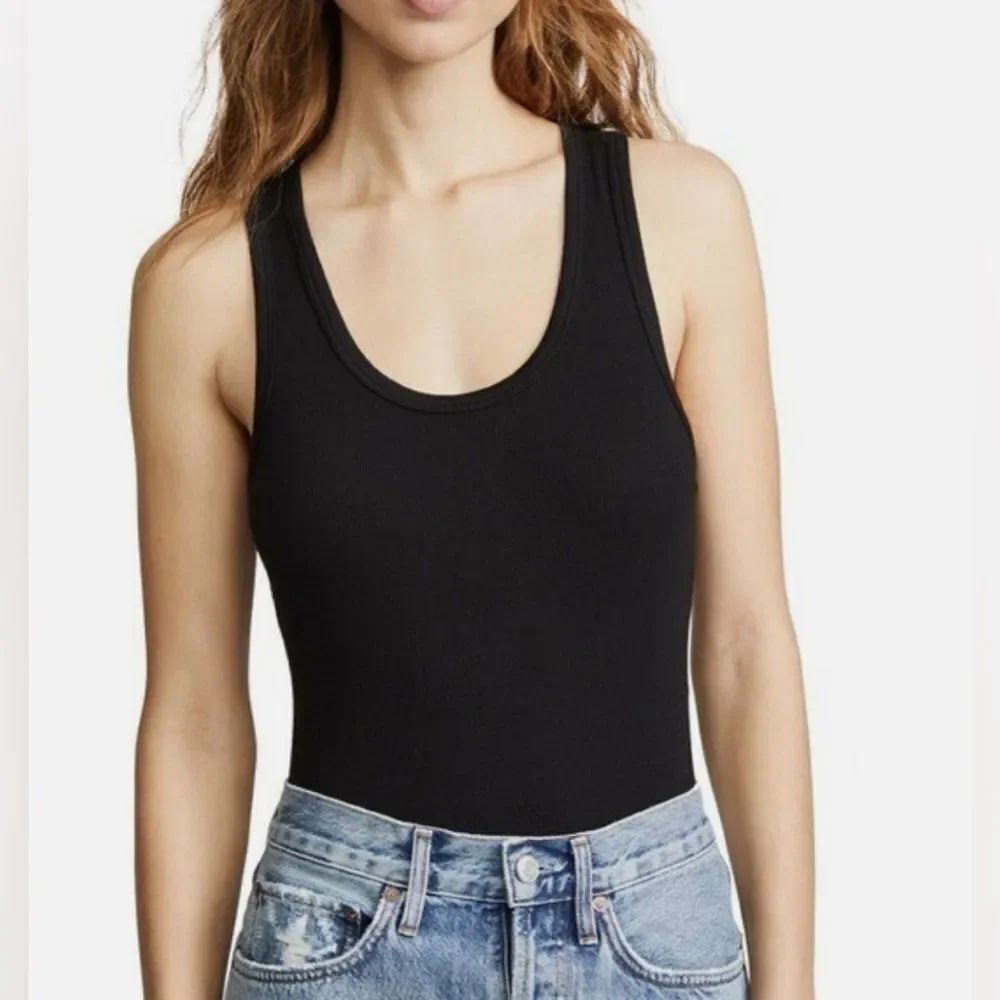AGOLDE Rib Tank Bodysuit in Black Size M